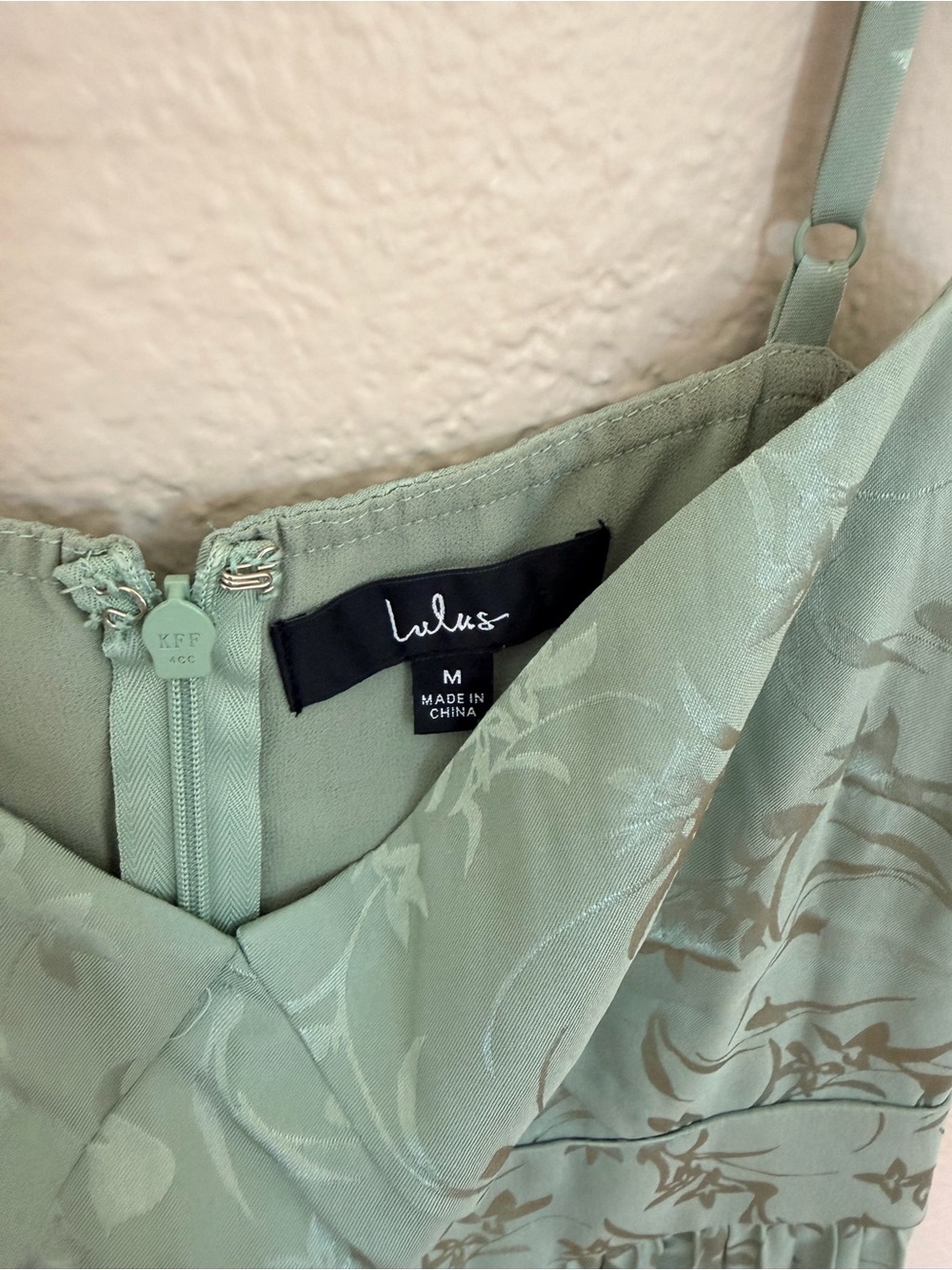 Lulu's Sage Green Spaghetti Strap Pleated Midi Dress - Picture 3 of 3